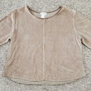 Women's Anne Lewin Velour Pullover Top Shirt Size Large Brown
